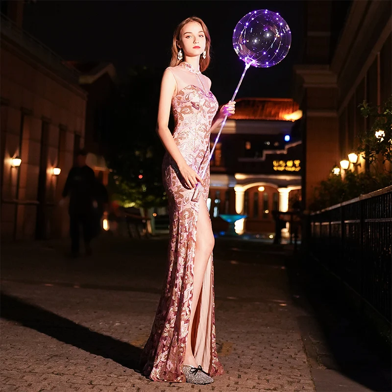Sexy Mermaid Evening Dress Robe Longue Vestido De Festa High Neck Dresses Long 2019 Party Gowns Soiree | Свадьбы и торжества