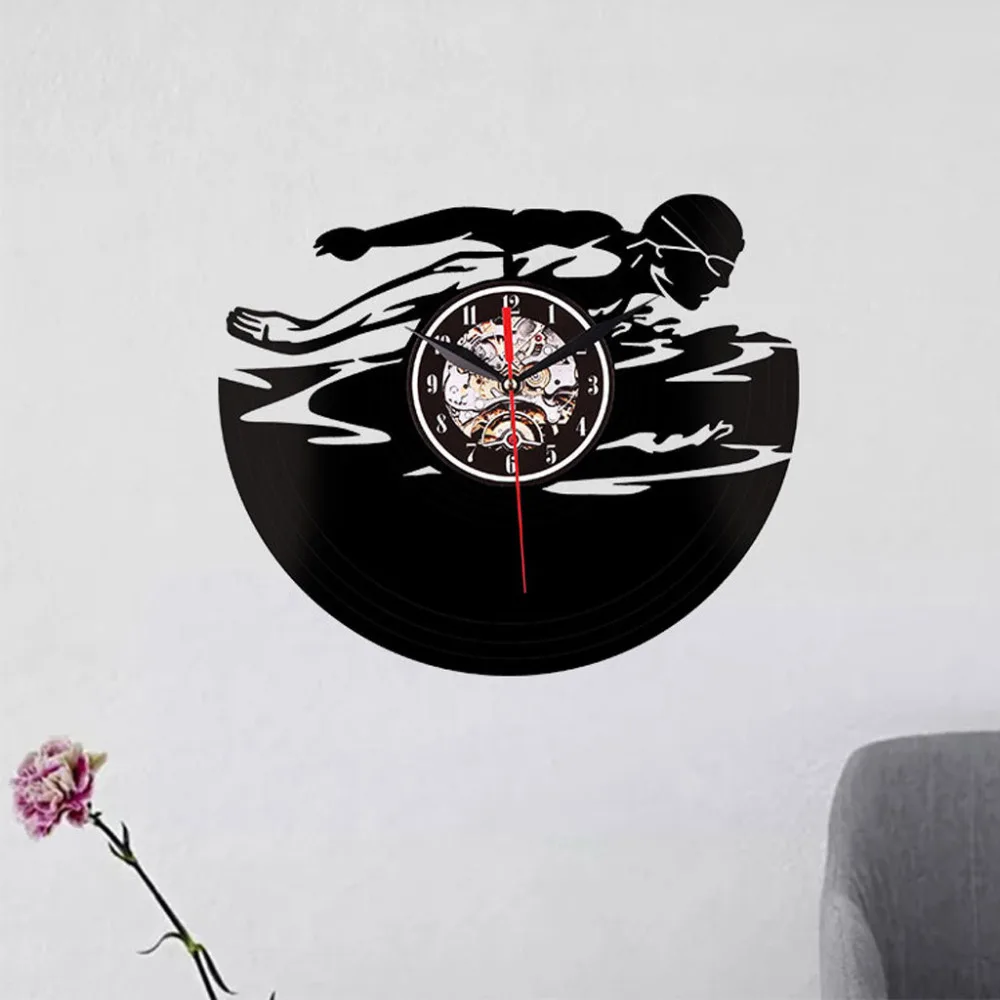 Новые креативные настенные часы бесшумные Часы для обучения плавания гостиной