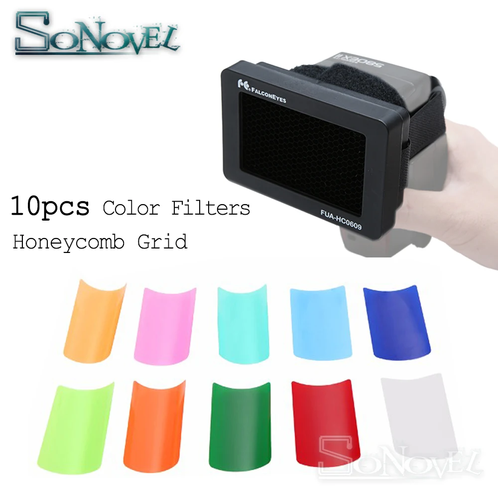 Вспышка Speedlite Flash Honeycomb Grid + 10 шт. цветных гелевых фильтров для Canon Nikon Sony Godox Yongnuo Light |