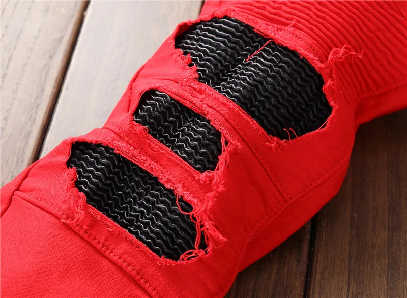 Мужские Марка NEW FASHION Hi Street рваные байкерские джинсы брюки с высокой пяткой