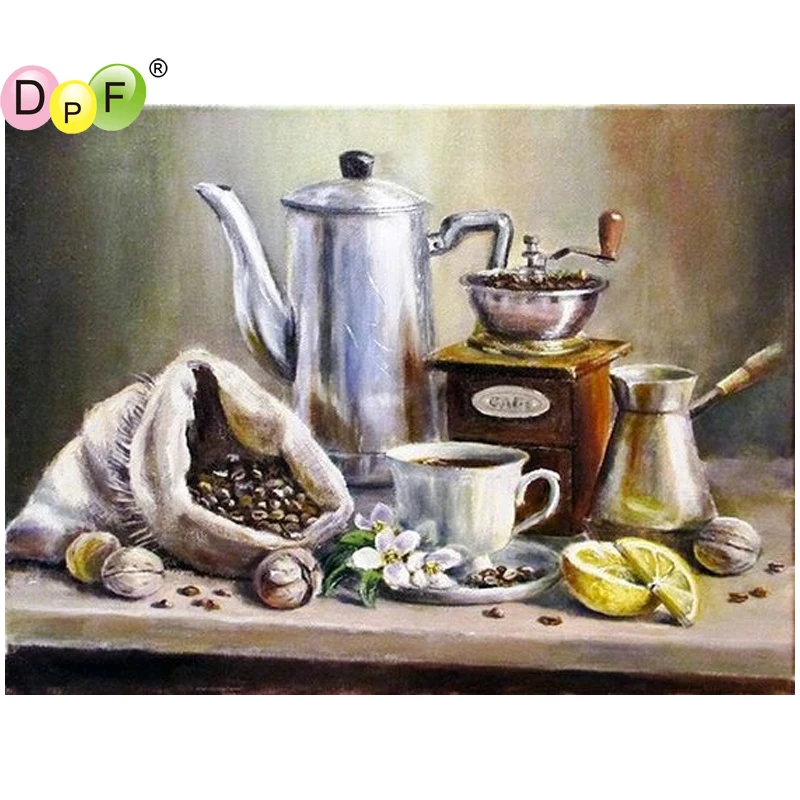 

DPF DIY Изготовление кофе 5D полностью квадратная Алмазная вышивка рукоделие Алмазная Живопись Вышивка крестом домашний декор Алмазная мозаик...