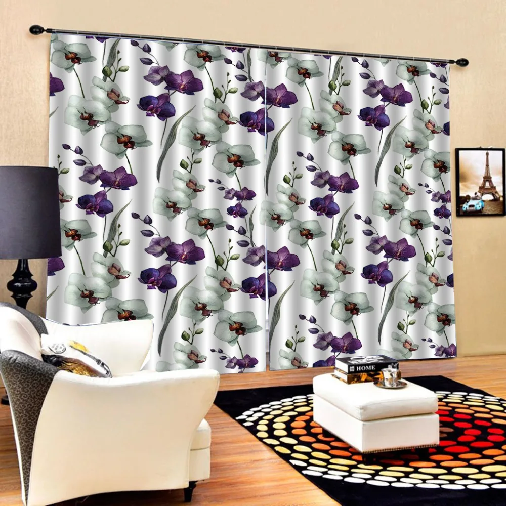 3D Curtain Luxury Blackout Window Living Room purple flower curtains curtain | Дом и сад