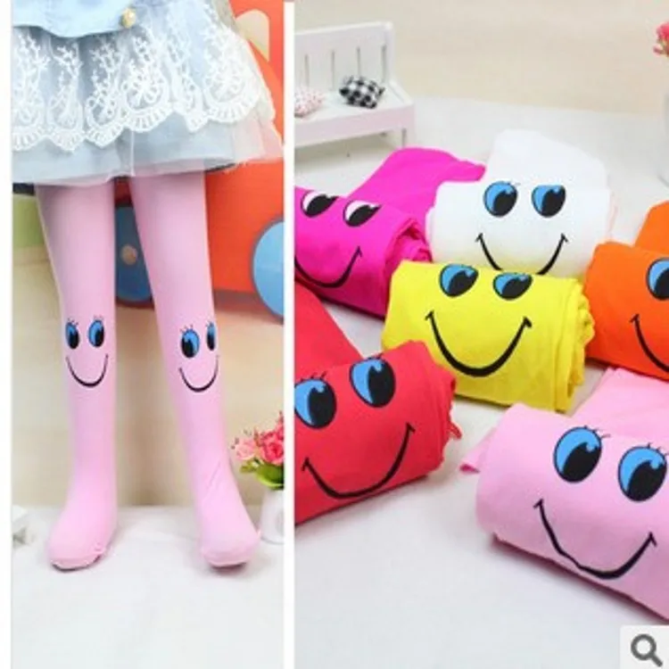 Колготки 2 шт./лот оптовая продажа симпатичные брюки с рисунком улыбки бархатные