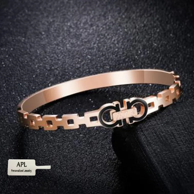 APL-изысканный роскошный браслет с буквами из нержавеющей стали двойной пряжкой