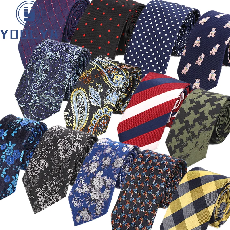 

Luxury 7CM Classic Men's Ties Polyester Silk Floral Plaid Stripe Formal Bridegroom Wedding Business Necktie Neck tie Accessories