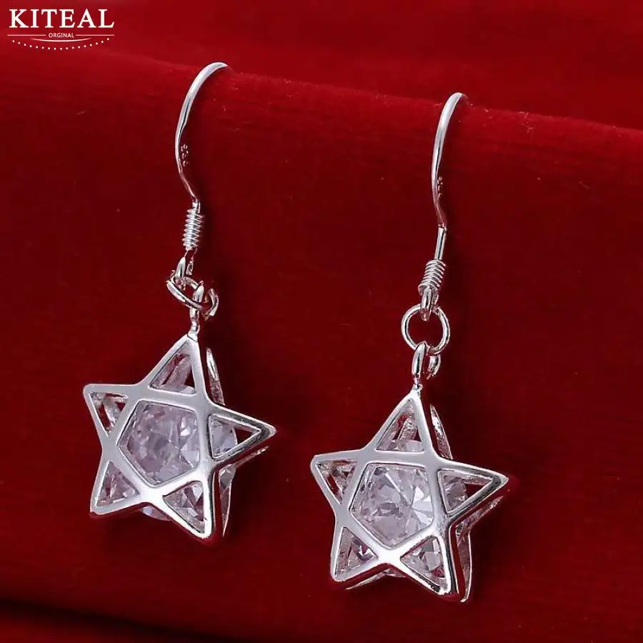 KITEAL трендовые Серебристые цветные серьги для женщин с пятиконечной звездой collier