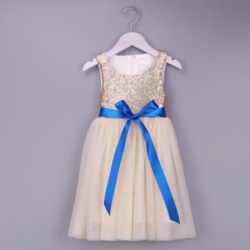 Flower Girls Dress Sequin Champagne Toddler Kids Party Sparkle Glitter Tutu Birthday Summer | Детская одежда и обувь