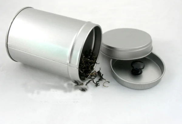 

6.4x9cm round tea pot silver tin box sealing plain metal storage box