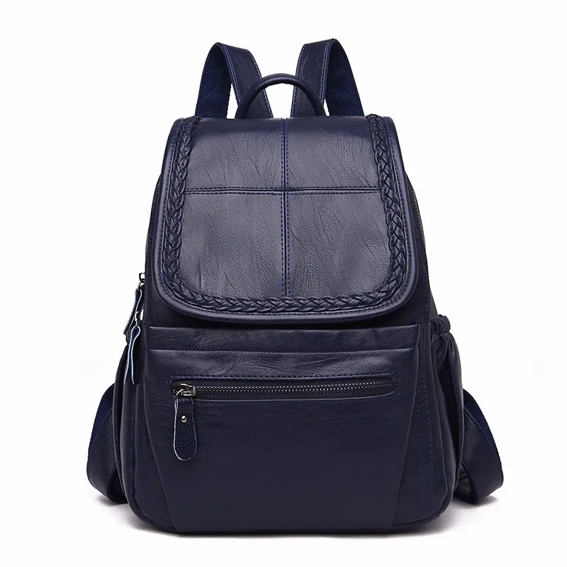 Женские кожаные рюкзаки Mochila Feminina рюкзак для девочек винтажные сумки однотонные женские роскошные дизайнерские рюкзаки женские