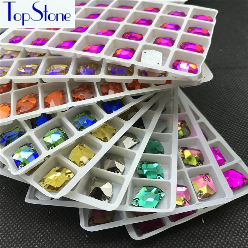Стразы Topstone Cosmic с пришивным стеклом 13x17 мм 28 шт. все цвета с плоским основанием 2 отверстия пришивные камни для костюмированного платья