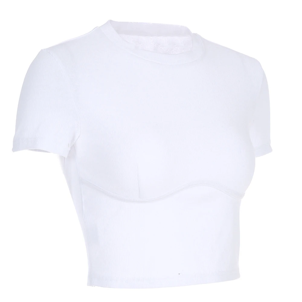 Женская футболка с коротким рукавом облегающие футболки высокой талией в стиле