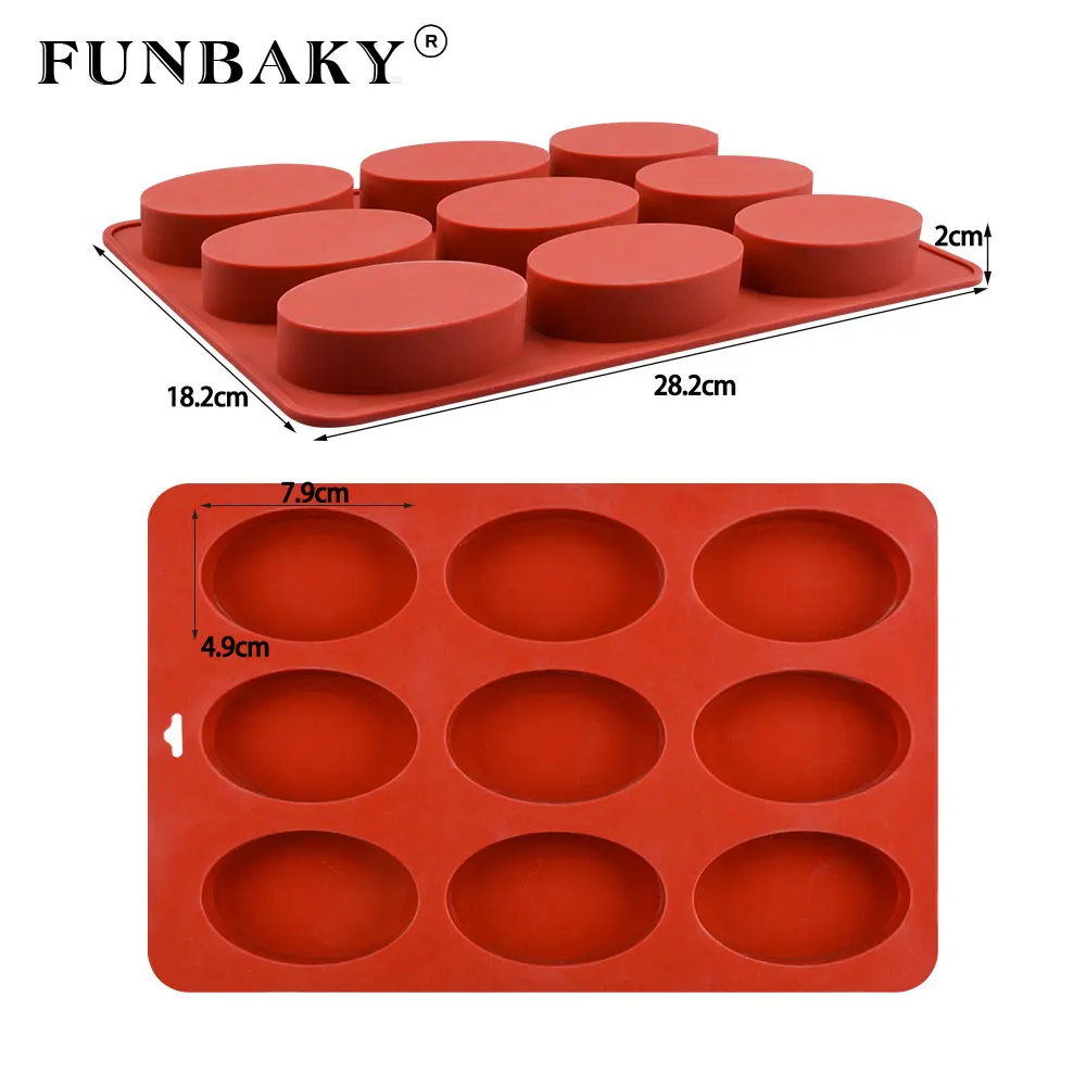 FUNBAKY 9 полости 3D овальной формы силиконовая форма для мыла самостоятельного