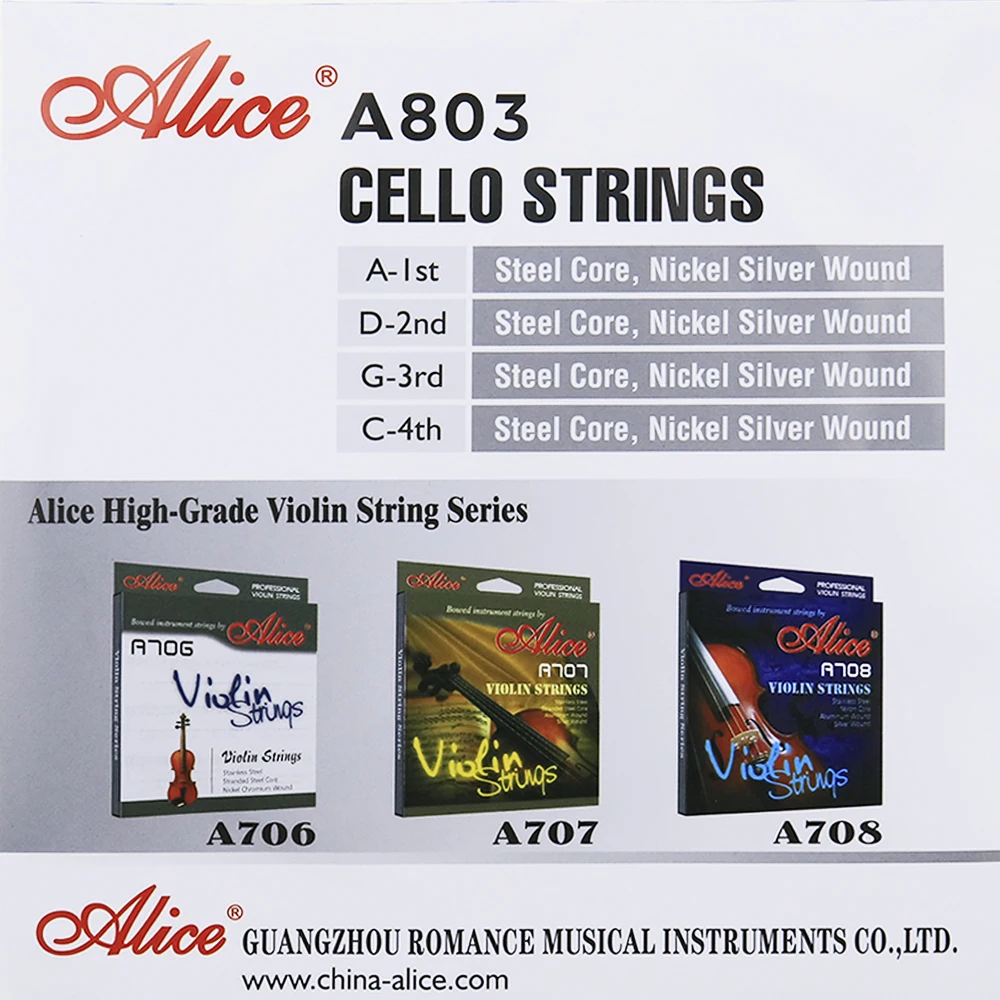 Алиса 1st 4th строки A803 Виолончель Строки Сталь Core и Никель Серебро ран|cello strings|strings