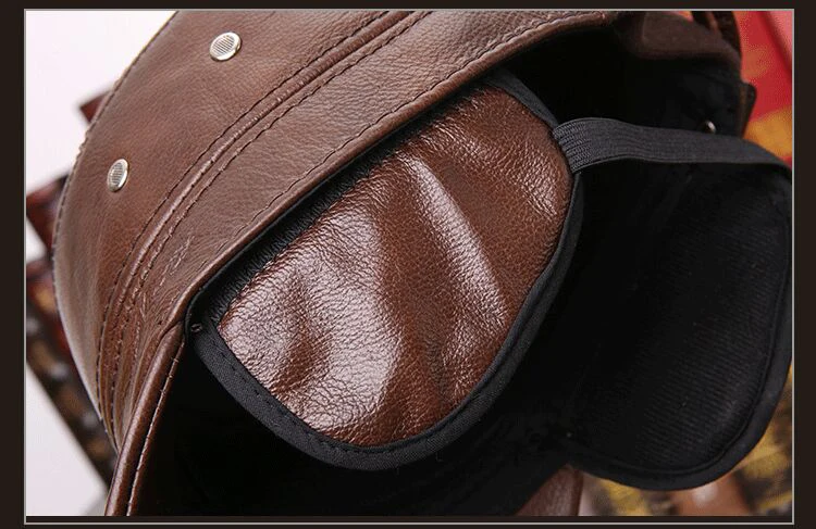 Wuaumx телячья кожа военной Шапки Для мужчин зима теплая Earflap натуральной воловьей кожи шляпа коровьей потолок наушники плоским Бейсбол Кепки шапка мужская зимняя шапка зимняя женская черная кепка мужская кепка