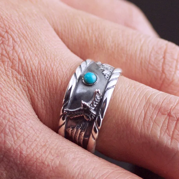 Тайское серебряное кольцо в индийском стиле с 925 пробы орла | Украшения и