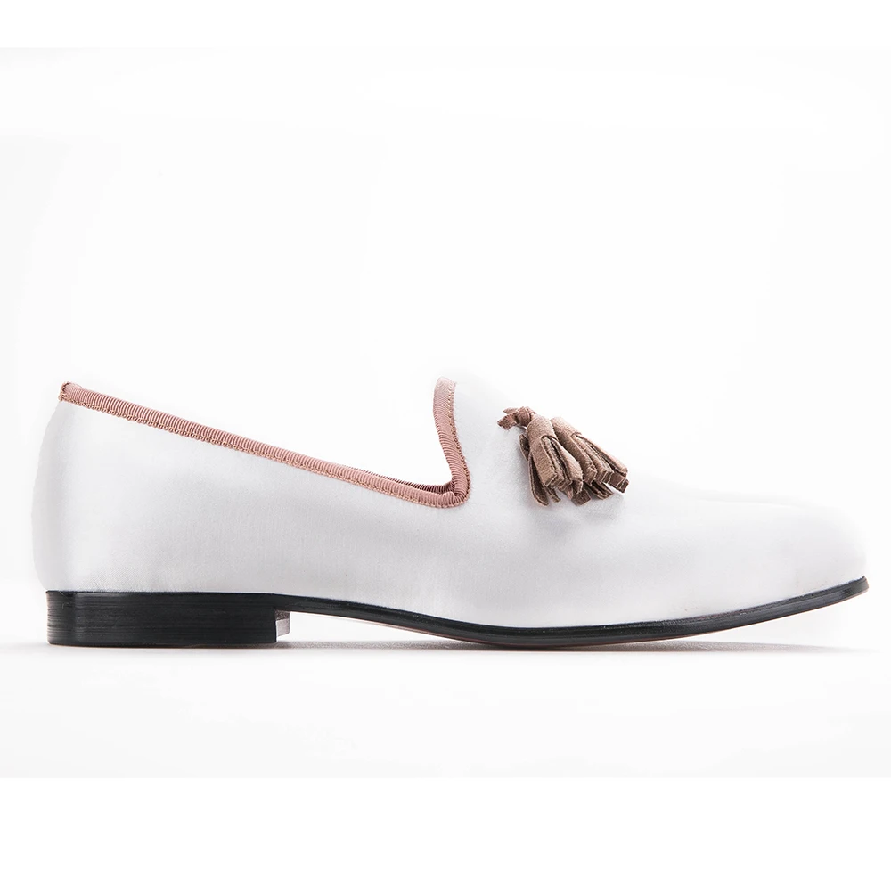 Новинка мужские туфли-лоферы ручной работы белого цвета украшенные стразами и