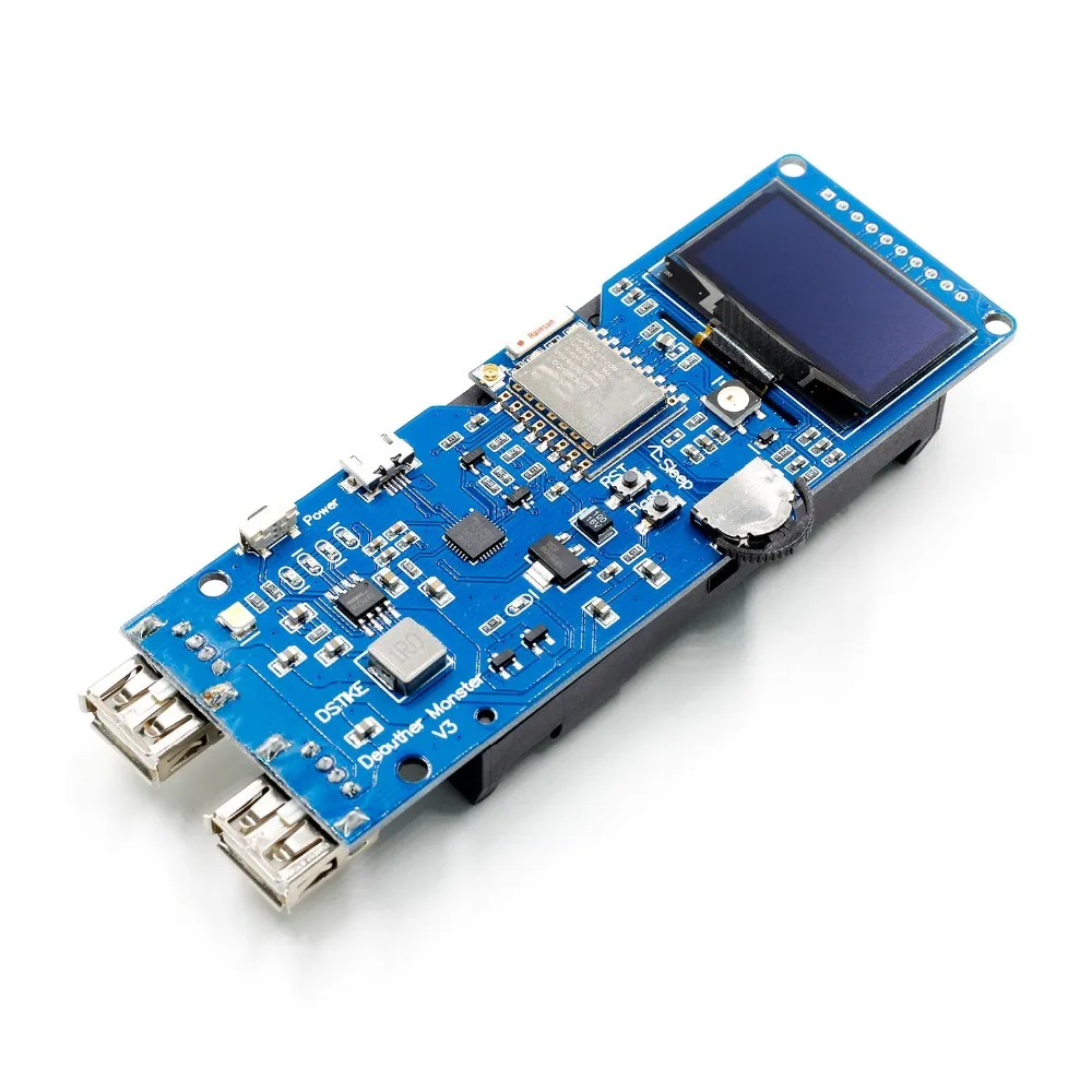 DSTIKE WiFi Deauther Monster ESP8266 1 3 OLED 8 дБ антенна 18650 power bank 2A Быстрая зарядка 2USB