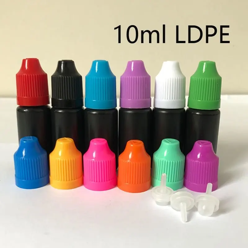 Black PE Empty Bottle 10ml 30ml Plastic Dropper Bottles with Long and Thin Tips Proof Childproof Caps E Liquid Needle | Красота и