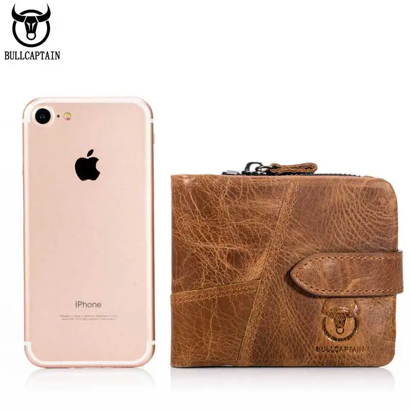 Мужской кошелек из натуральной кожи с отделением для карт на молнии|money bag|man wallet