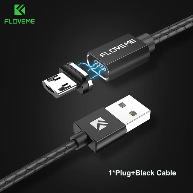 Черный FLOVEME Магнитный Micro USB кабель для samsung S6 S7 Edge телефонный кабель 3A Быстрая зарядка зарядное устройство магнит Microusb Кабели для мобильных телефонов - Цвет: Черный