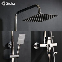 gisha bathroom rainfall shower faucets set brass single handle mixer tap wall mounted bath showers sets column panel g5004