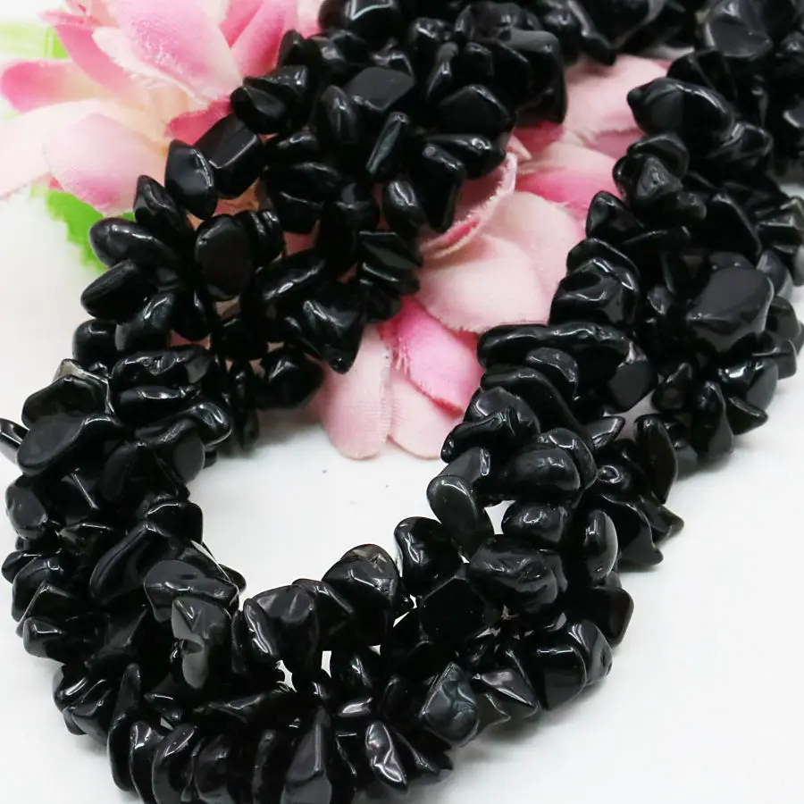 Цепочка из натурального черного оникса 3 ряда вечерние украшения для девочек