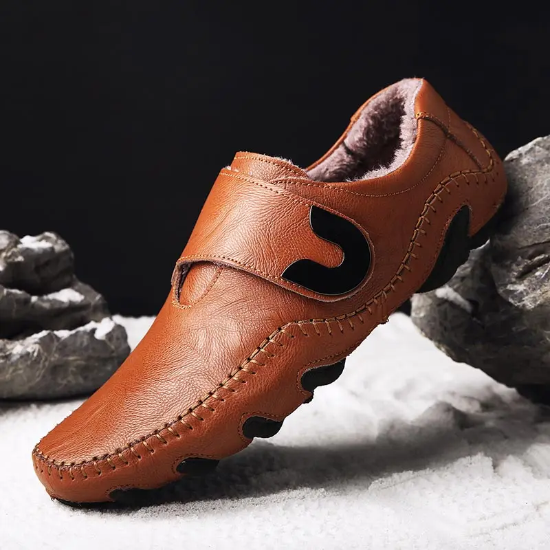 Autumn Winter Men's Casual Shoes Genuine Leather Men Loafers Handmade Mocassin Homme Warm Fur Moccasins Driving | Обувь