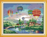 oneroom colorful balloons diy handmade needlework cross stitch set kits for embroidery home decor landscape cross stitch