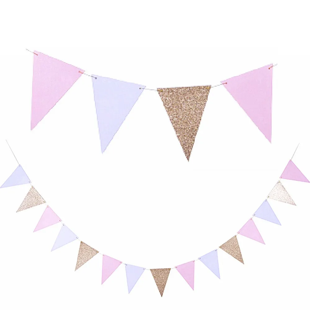 

Big 10ft Gold Pink White Party Banner Flag Pennant Garland for Baby Shower Bridal Shower Birthday Party Holidays Photo Backdrop