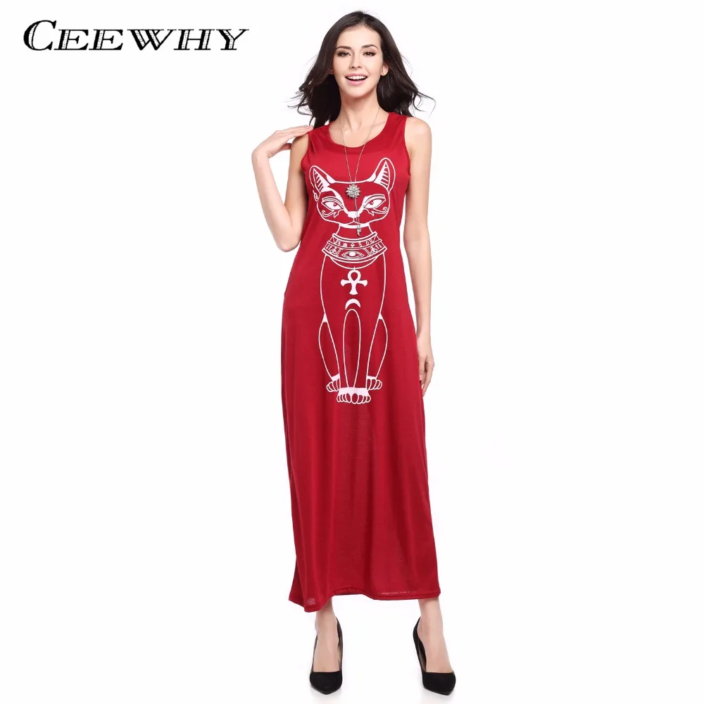 Ceewhy мультфильм отпечатано чехия длинные dress vestidos mujer 2017 summer beach свободная посадка