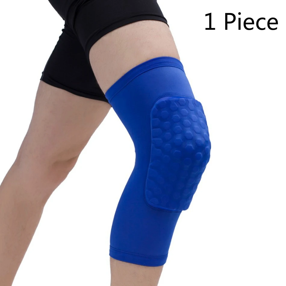 One Piece Blue Стоящий 1 шт сотовый баскетбольный наколенник короткий дизайн компрессионный наколенник для ног волейбольный наколенник - Цвет: One Piece Blue