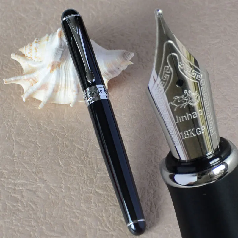 Перьевая ручка новая JINHAO X750 благородная блестящая черная и серебряная 18KGP 0 7 мм
