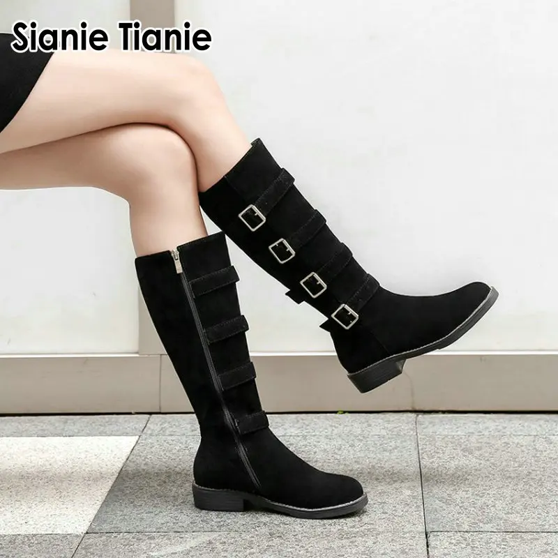 Sianie Tianie/теплые женские туфли на низком каблуке из искусственной замши Зимняя