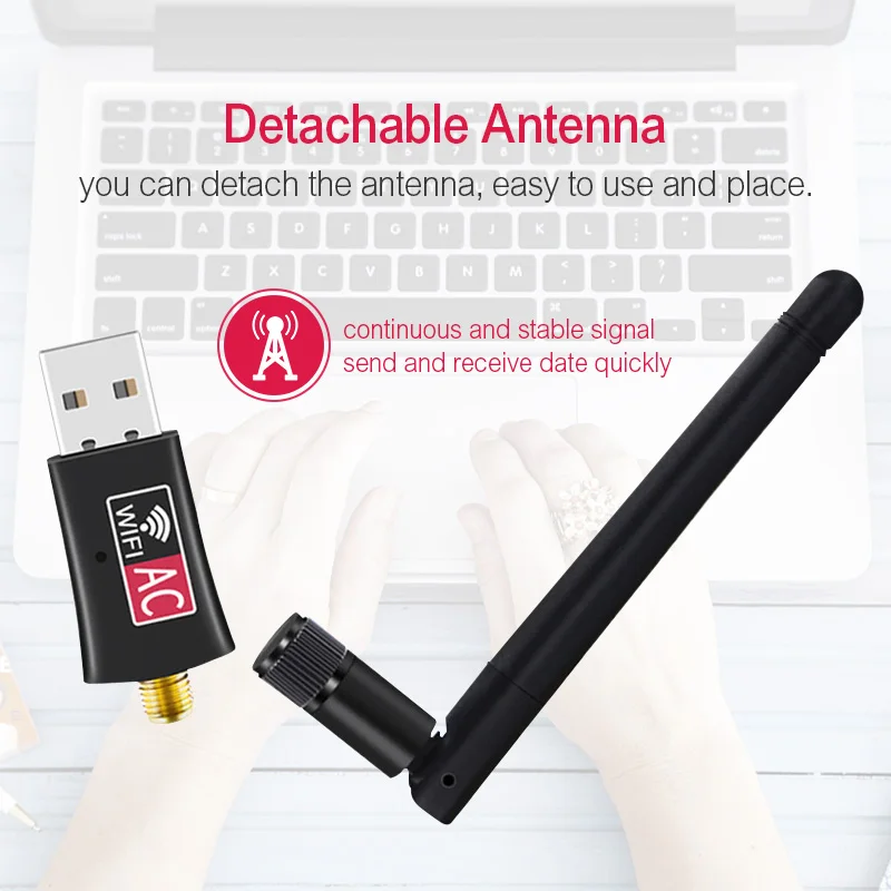 USB Wifi адаптер AC600 Двухдиапазонный 600 Мбит/с сетевая карта приемник WiFi с антенной