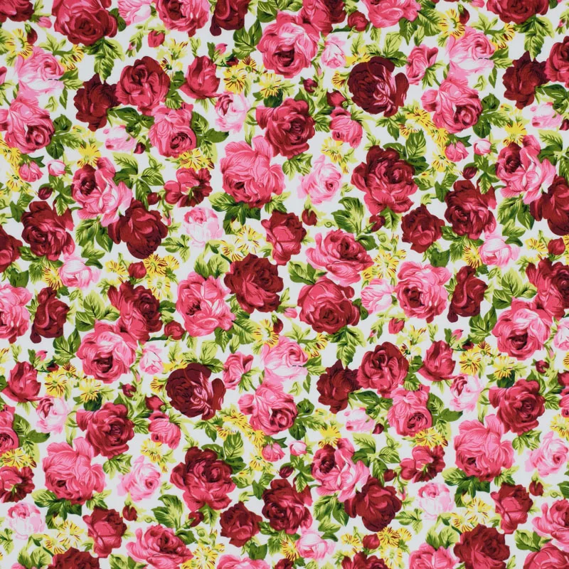 Белая Нижняя Цветочная реактивная окрашенная ткань из чистого хлопка для летних