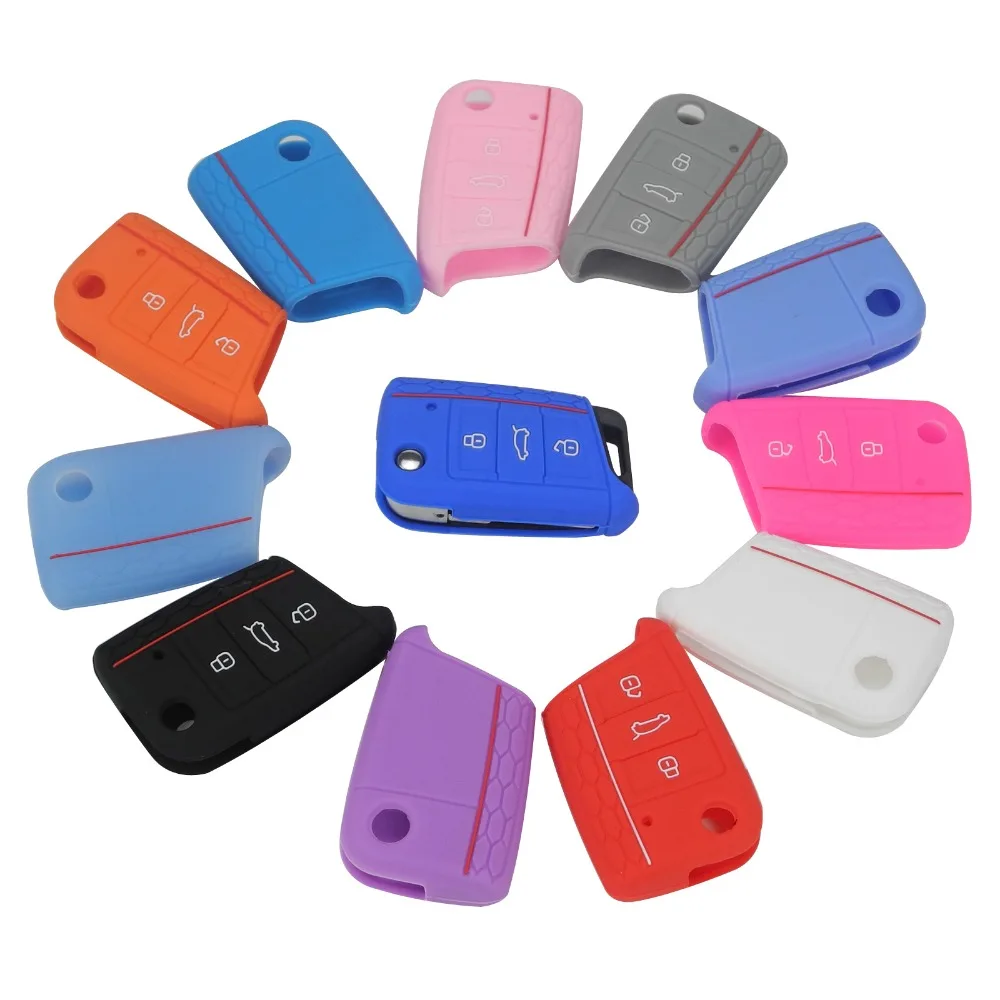 Силиконовый чехол для ключей jingyuqin 20 шт./лот Volkswagen VW Golf 7 mk7 Skoda Octavia A7 ключей|silicone cover