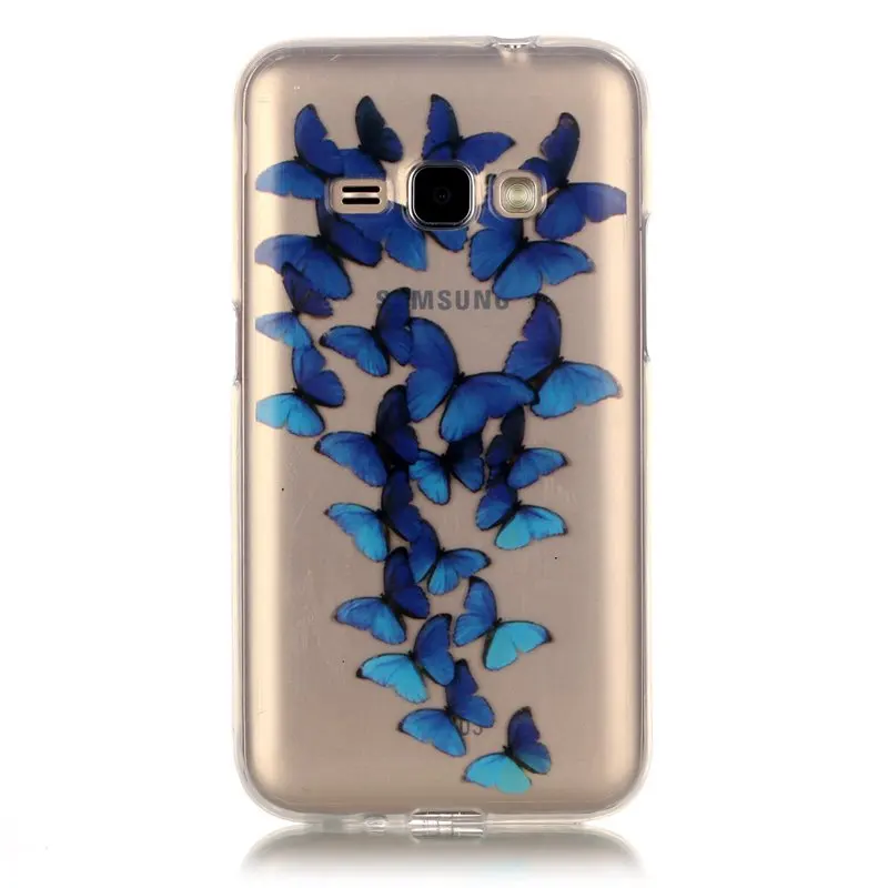 Горячая Pattern Blue butterfly ТПУ Мягкий Gasbag Обложка Чехол Для Samsung Galaxy J1 (2016) J120 Случае |