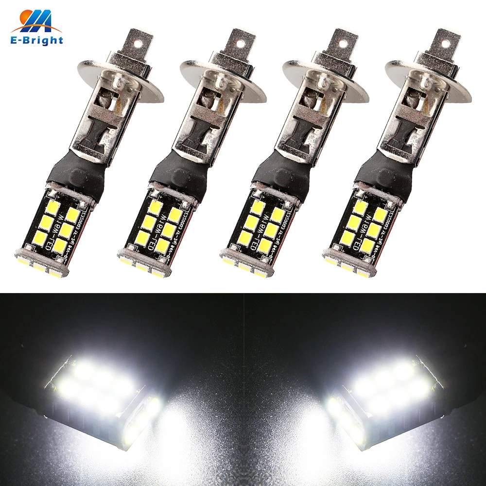 4 шт. светодиодный налобный светильник H1 H3 2835 15 SMD DC 12 В Белый противотуманный