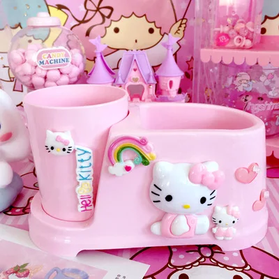 KT Cat мультфильм пара зубная щетка чашки Tumblers hello kitty кружки для зубной щетки в форме полоскания рта пластик в ванной аксессуары набор розовый