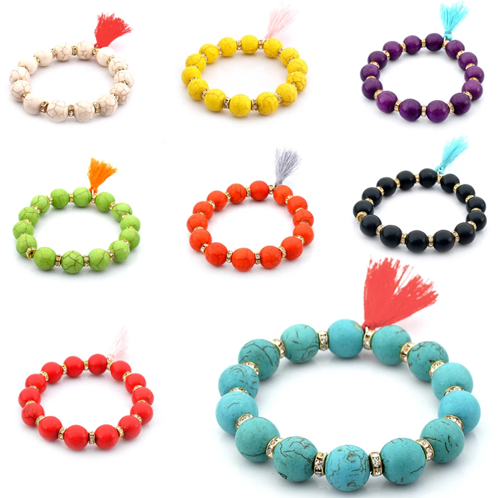 10 мм натуральный камень бисер кисточки женщина с браслетом популярный стильный и