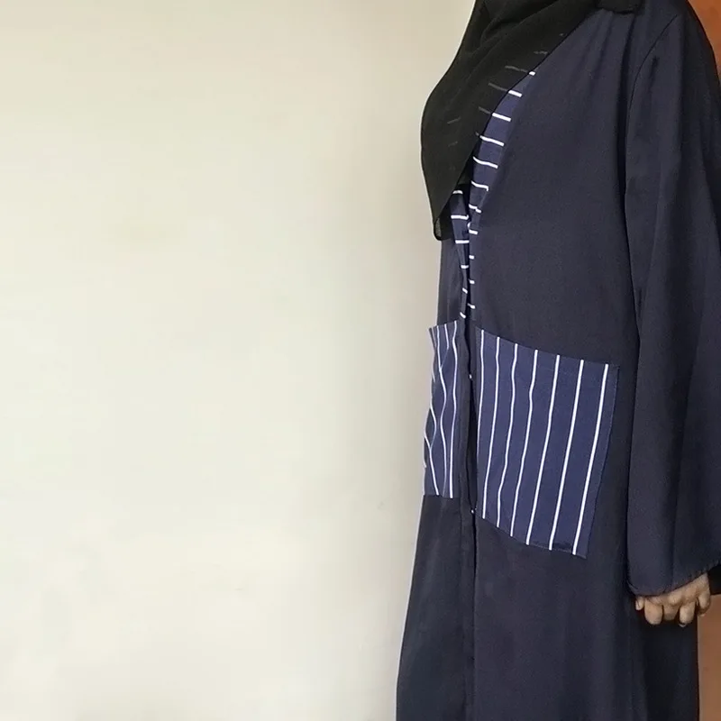 Новинка мусульманский женский кардиган исламский халат Eid al-Fitr Полосатое