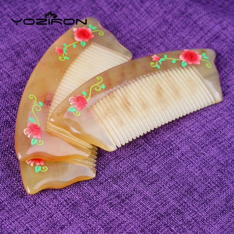 YOZIRON ручной работы: бараний рог гребень Роза лак искусство медицинской помощи с
