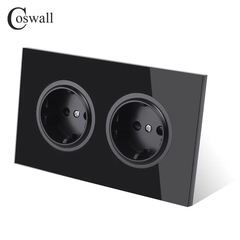 Стеклянная панель Coswall из закаленного стекла 16 А настенная розетка европейского
