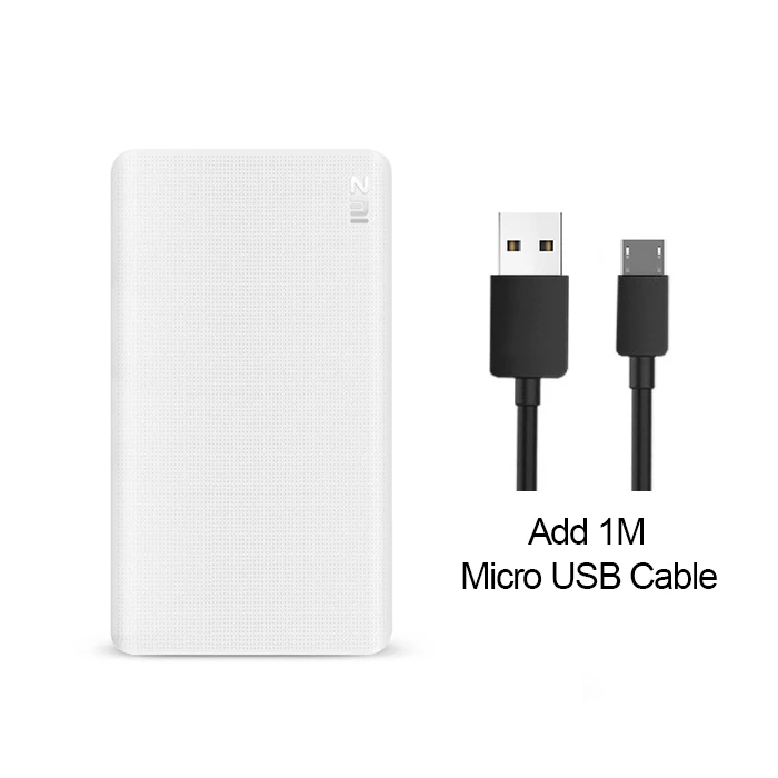 Add Micro USB Cable ZMI 5000 мАч Внешний аккумулятор, портативная зарядка, двусторонний QuickCharge QC 2,0, мини внешний аккумулятор для iOSAndroid телефона - Цвет: Add Micro USB Cable
