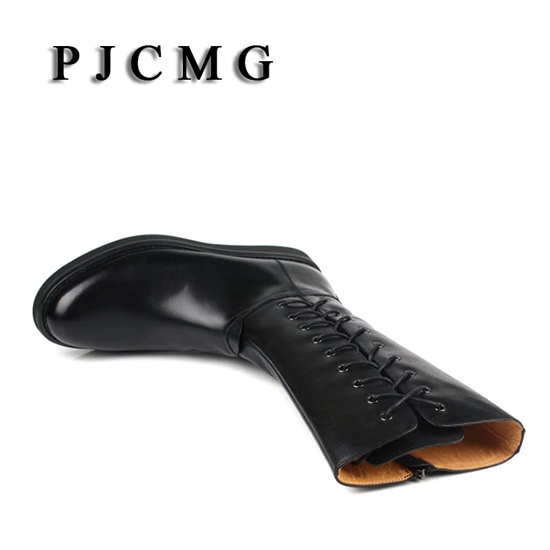 Новинка Мужская Уличная обувь PJCMG из натуральной кожи на плоской подошве молнии с