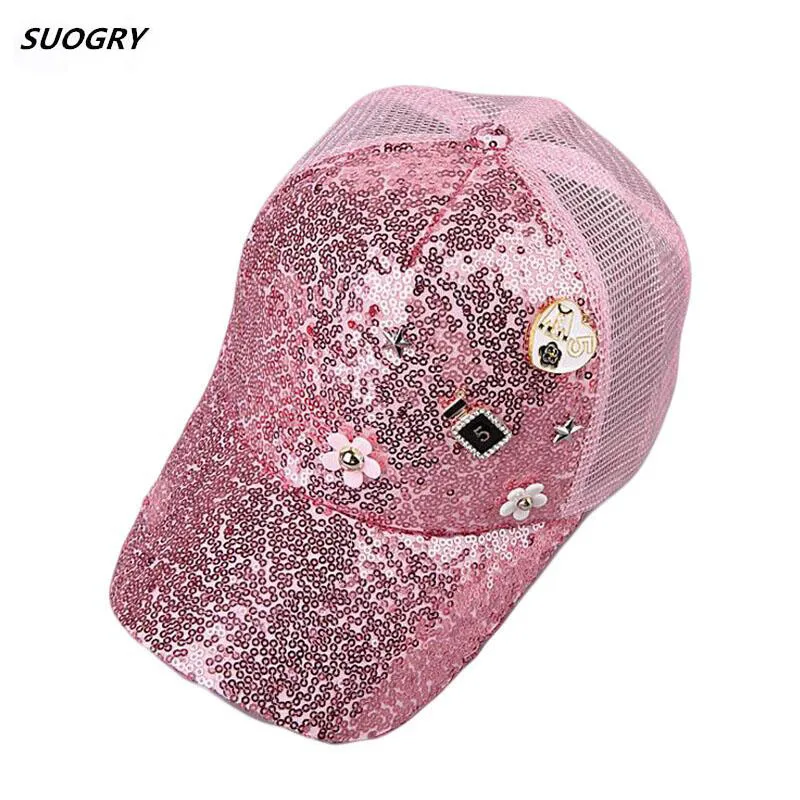 

Baseball Cap Women Summer Snapback Hats For Women Lady Mesh Cap Sequined Sun Hat Female Gorras Casquette Dad Hat Adjustable