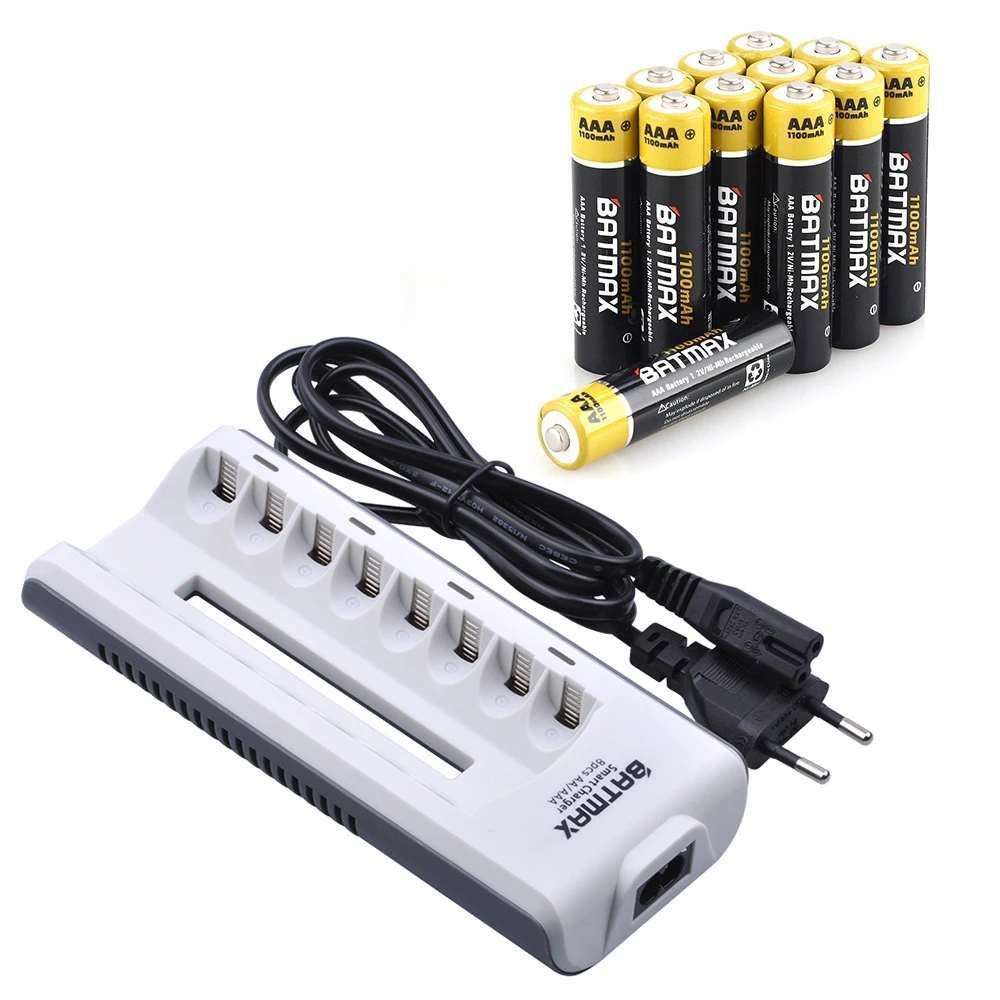 12 шт. перезаряжаемые батарейки AAA 1100 мАч 1 2 в + 8 слотов|battery charger|battery charger for aarechargeable