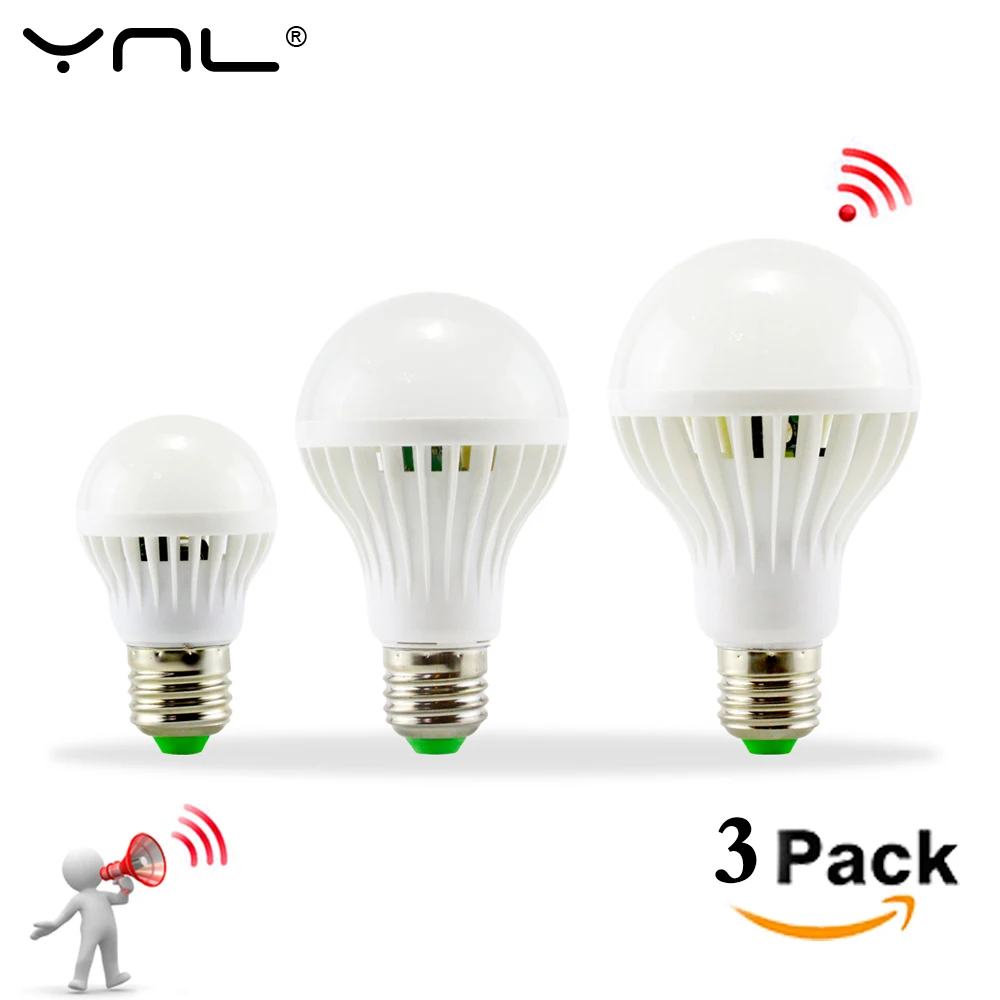 Умная Светодиодная лампа E27 3 Вт 5 7 9 12 AC 220 В|sound motion sensor|led bulb e27led e27 3w |