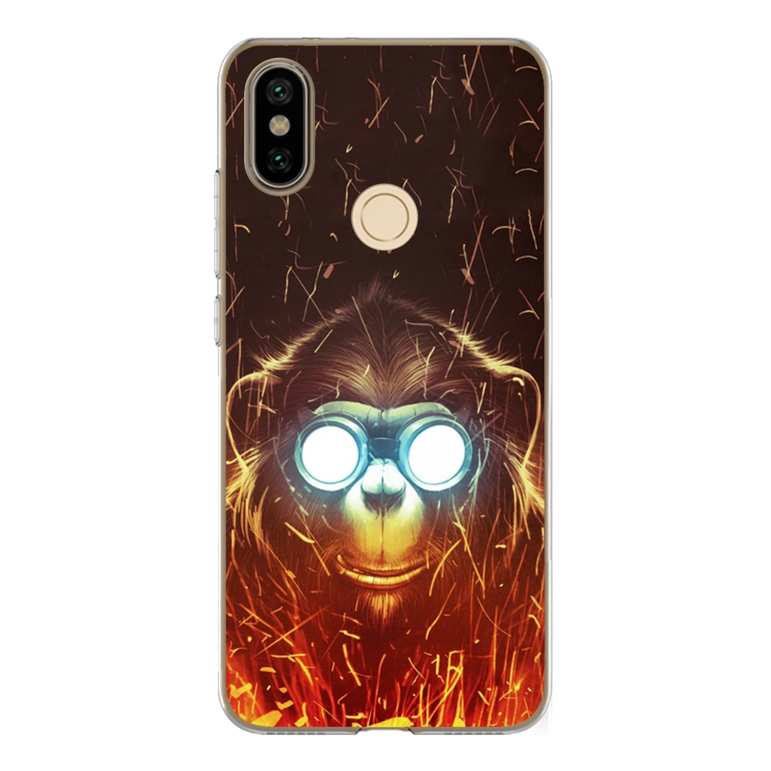 For Xiaomi Mi A2 6X Case Cover 5.99&quot Soft TPU Silicone Cool Mask Smoking Glasses Monkey Orangutan Gorilla Painted Phone |