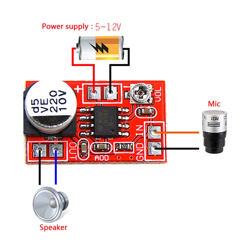 DC 5V-12V Micro eletret микрофон конденсаторный мини усилитель плата | Электроника
